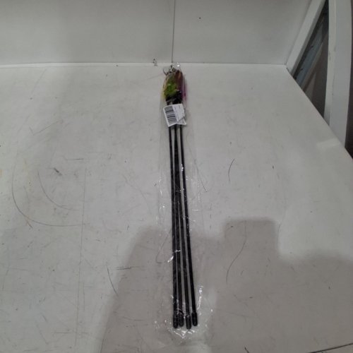 4PK INTERACTIVE CAT TEASER WANDS WITH FEATHER AND RINGING BELL - 24" - BLACK/MULTICOLOUR image 2