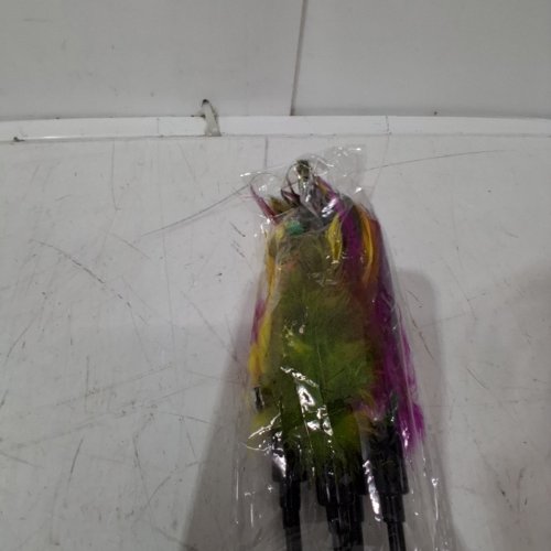 4PK INTERACTIVE CAT TEASER WANDS WITH FEATHER AND RINGING BELL - 24" - BLACK/MULTICOLOUR image 3