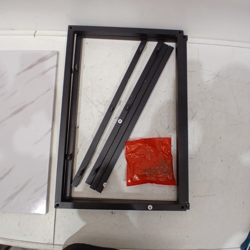 FAUX MARBLE SIDE TABLE - 24" X 24" - MARBLE/BLACK image 3
