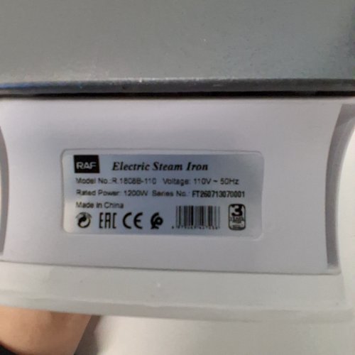 RAF ELECTRIC STEAM IRON - 110V, 1200W - WHITE AND BLUE (MODEL: R.1608B-110) image 4