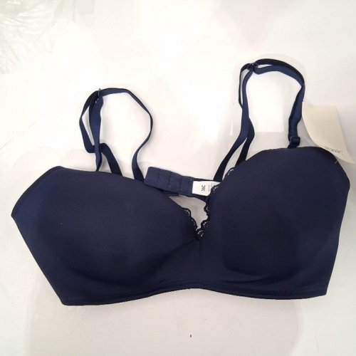 WOMEN'S MICROFIBER WIRE-FREE BRA - 36C - NAVY BLUE image 2