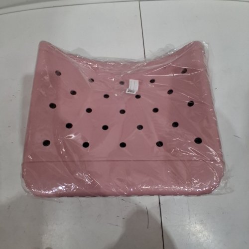 WATERPROOF WASHABLE EVA RUBBER PERFORATED BEACH TOTE BAG WITH STRAP HANDLES - 14" X 12" - DUSTY PINK image 4