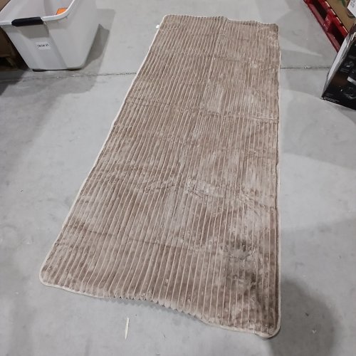 CHENILLE MICROFIBER STYLE FABRIC BATH RUNNER MAT WITH STRAP - 82" X 36" - BROWN image 3