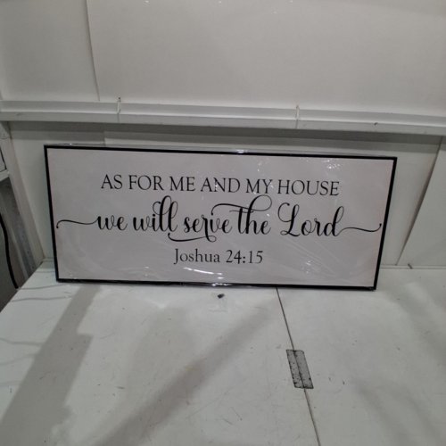 COHLOE JOSHUA 24:15 SCRIPTURE FRAMED WALL ART CANVAS PRINT - 48" X 20" - BLACK/WHITE image 3