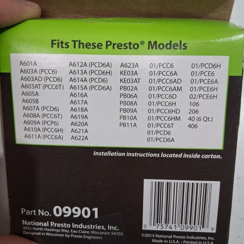 PRESTO PRESSURE COOKER SEALING RING AND AUTOMATIC AIR VENT - COMPATIBLE WITH 6 QT MODELS (MODEL: 09901) image 4