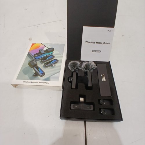 2PK AXUAXU MINI WIRELESS LAVALIER MICRPHONES, WEARABLE MICRO PHONE WITH 14H BATTERY LIFE (STREAMING, PODCASTS) - BLACK (MODEL: MJ01) image 3