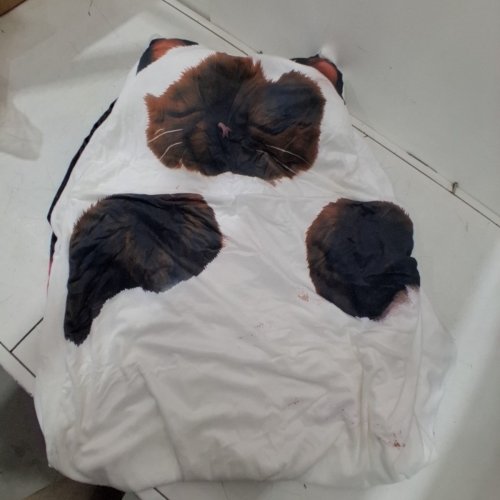 PLUSH CAT PRINT ZIP SLEEPING BAG BLANKET - WHITE image 2