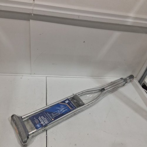 2PK MEDLINE GUARDIAN STANDARD ALUMINUM ADJUSTABLE CRUTCHES - 5.2FT-5.10FT - GREY (MODEL: MDSV80535) image 2