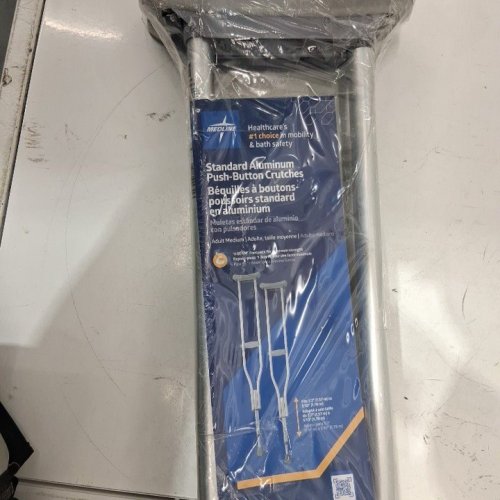 2PK MEDLINE GUARDIAN STANDARD ALUMINUM ADJUSTABLE CRUTCHES - 5.2FT-5.10FT - GREY (MODEL: MDSV80535) image 3