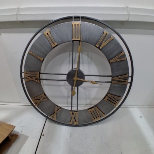SORBUS DECORATIVE WALL CLOCK, 24" - GREY/ GOLD NUMERALS image 2