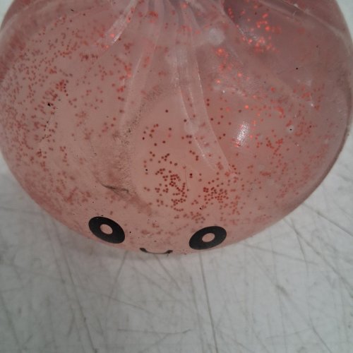 DUMPLING SQUISHY SENSORY STRESS-RELIEF TOY - 4" - TRANSLUCENT GLITTER RED image 3