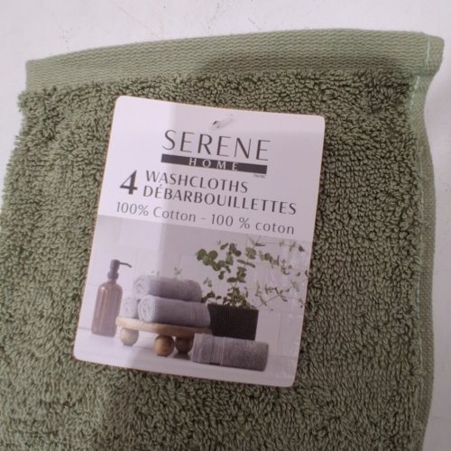 4PK SERENE HOME COLLECTION WASH CLOTHS - 12" - GREEN (MODEL: 3412222) image 2