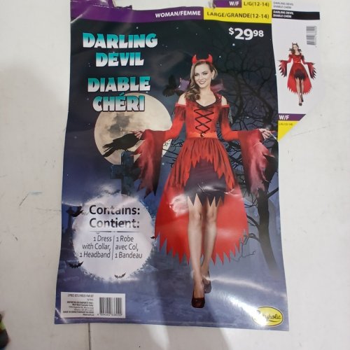 2PC WOMEN'S DARLING DEVIL COSTUME - LARGE (12-14) - RED AND BLACK image 3