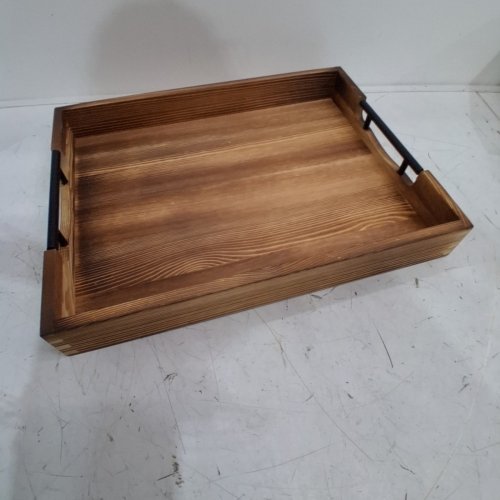 LOTFANCY WOOD SERVING TRAYS WITH HANDLES - 17" X 13" - BROWN image 2