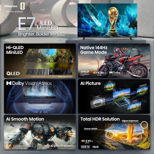 HISENSE QLED COLOR 4 K SMART MINI LED FIRE TV WITH 144HZ GAME MODE PRO, DOLBY VISION/ATMOS & ALEXA BUILT IN VOICE REMOTE - 50" - BLACK (MODEL: 50E5SF) image 2