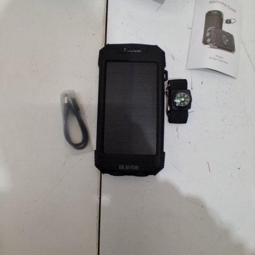 BLAVOR SOLAR CHARGER POWER BANK WITH DUAL FLASHLIGHT FOR CAMPING - 10000MAH - BLACK (MODEL: PN-W05) image 3