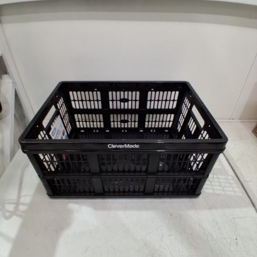 CLEVERMADE PLASTIC COLLAPSIBLE UTILITY CRATE - 21.1" X 14.6" X 10.6" - 45 L - BLACK (MODEL: 8531165-AAY) image 2