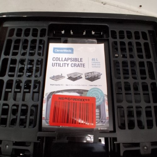 CLEVERMADE PLASTIC COLLAPSIBLE UTILITY CRATE - 21.1" X 14.6" X 10.6" - 45 L - BLACK (MODEL: 8531165-AAY) image 5