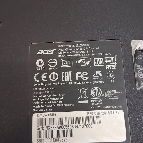 ACER CHROMEBOOK OS - 11.6" SCREEN - 4G RAM / 16G SSD - BLACK - (MODEL: C740-C5U9) image 8