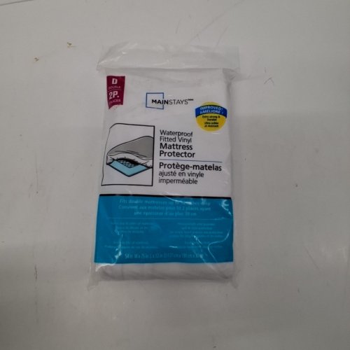 MAINSTAYS WATERPROOF FITTED VINYL MATTRESS PROTECTOR - DOUBLE - WHITE image 2
