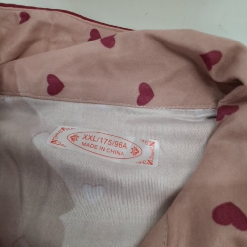 2PC WOMEN'S LONG SLEEVE BUTTON UP PAJAMA SUIT - XXL - PINK/RED HEARTS image 2