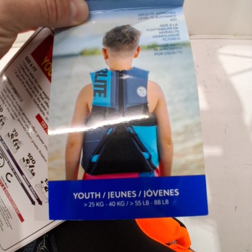 YOUTH HYPERLITE PFD VEST- 55LBS - 88LBS - BLUE/GREY/ORANGE (MODEL: 1819492) image 2