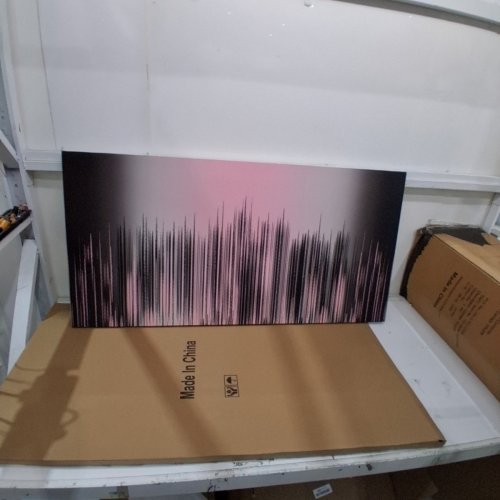 CONTEMPORARY ABSTRACT CANVAS PANEL PAINTING- 24" X 48" - PINK/BLACK image 2