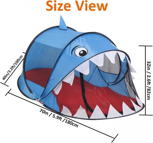 SHARK POP-UP PLAY TENT - BLUE AND RED image 2