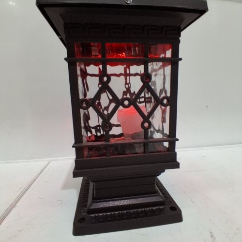 RETRO INDUSTRIAL STYLE COURTYARD LAMP SOLAR POST LIGHT - 17" - DARK BROWN image 2