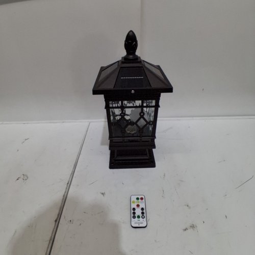 RETRO INDUSTRIAL STYLE COURTYARD LAMP SOLAR POST LIGHT - 17" - DARK BROWN image 3