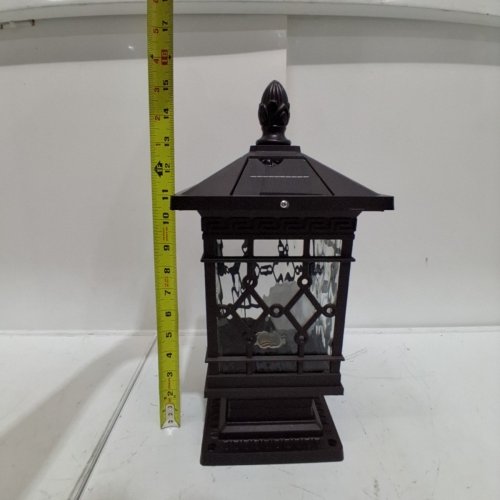 RETRO INDUSTRIAL STYLE COURTYARD LAMP SOLAR POST LIGHT - 17" - DARK BROWN image 4