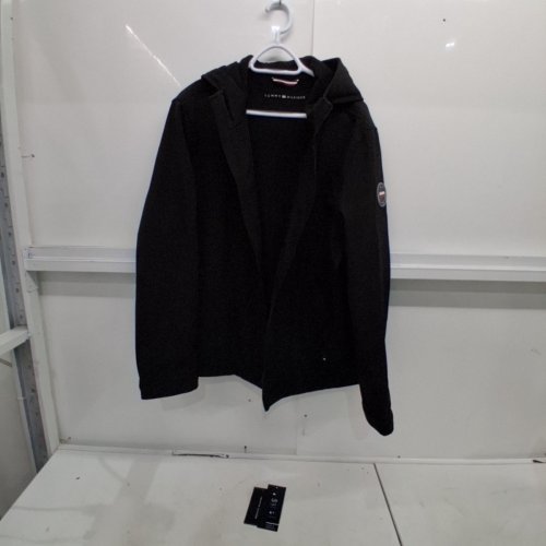 MEN'S TOMMY HILFIGER SOFT SHELL WATER RESISTANT HOODED JACKET - EXTRA LARGE - BLACK image 2