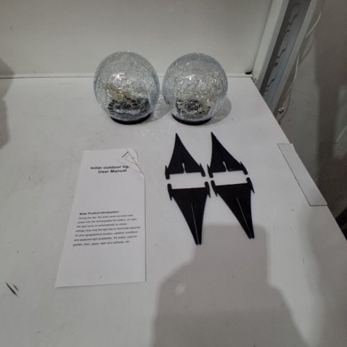 2PK SOLAR POWERED CRACKLE BALL GARDEN LIGHTS - 7" - CLEAR image 4