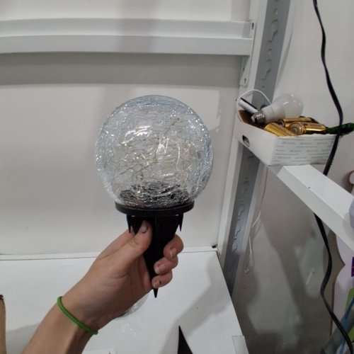 2PK SOLAR POWERED CRACKLE BALL GARDEN LIGHTS - 7" - CLEAR image 5
