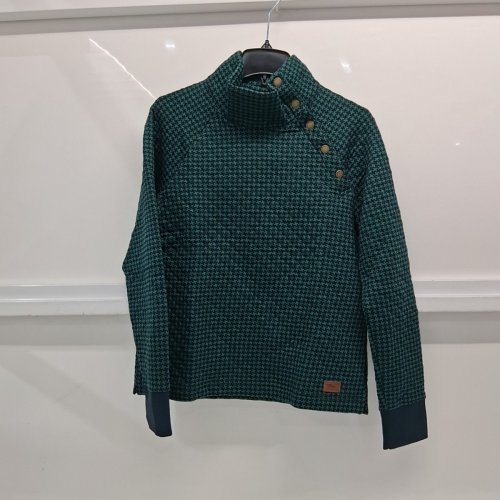 LL BEAN SNAP-NECK PULLOVER SWEATSHIRT - SMALL - DARK GREEN AND NAVY image 2