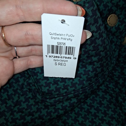LL BEAN SNAP-NECK PULLOVER SWEATSHIRT - SMALL - DARK GREEN AND NAVY image 3