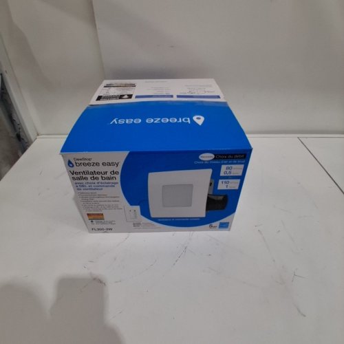 DEWSTOP BREEZE EASY 80-110 CFM EASY INSTALL BATHROOM HUMIDITY SENSING EXHAUST FAN WITH ADJUSTABLE LED LIGHT & SWITCH - 110 SQ.FT - WHITE (MODEL: FL300-2W / 3195227) image 7