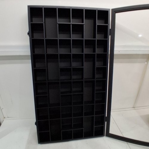 52 SHOT GLASS DISPLAY HOLDER CABINET - 17.8" X 2.9" X 32.3" - BLACK image 3