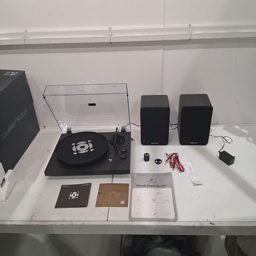 QLEARSOUL SOULBOX S1 VINYL RECORD PLAYER WITH STEREO SPEAKERS, TURNTABLE WITH BUILT IN PRE-AMP & S SHAPED TONEARM - 33/45 RPM - BLACK (MODEL: HP-H007) image 4