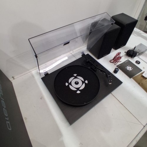 QLEARSOUL SOULBOX S1 VINYL RECORD PLAYER WITH STEREO SPEAKERS, TURNTABLE WITH BUILT IN PRE-AMP & S SHAPED TONEARM - 33/45 RPM - BLACK (MODEL: HP-H007) image 6