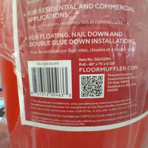 FLOORMUFFLER ULTRASEAL ACOUSTICAL UNDERLAYMENT FOR LAMINATE AND WOOD FLOORS - 4FT X 75FT X 0.08" (300 SQ.FT) (MODEL: 1001902479) image 2