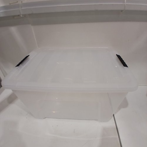 6PK IRIS CLEAR PLASTIC STORAGE CONTAINER WITH LIDS & LATCHES- 13QT - CLEAR / BLACK image 4