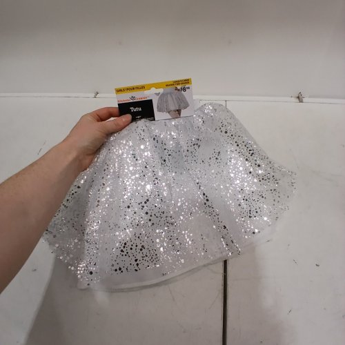 GIRL'S WAY TO CELEBRATE SPARKLY SHORT TUTU - LARGE - SILVER image 3
