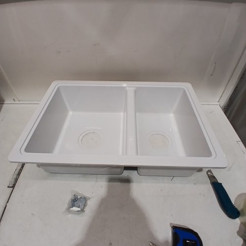 LIPPERT RV DOUBLE KITCHEN GALLEY SINK - 25" X 17" - WHITE image 2