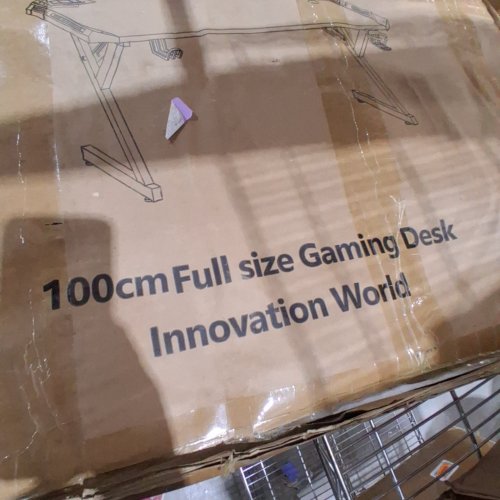 INNOVATION WORLD FULL SIZE GAMING DESK WITH LED LIGHTS - 39" - BLACK/CARBON image 2