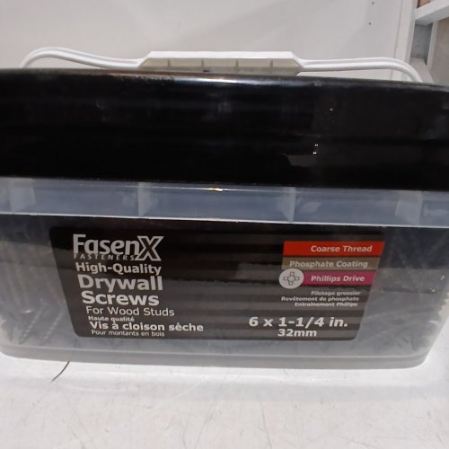 4000PK FASENX COARSE THREAD PHILLIPS DRIVE DRYWALL SCREWS FOR WOOD STUDS - #6 X 1-1/4" - BLACK image 3