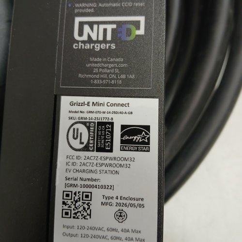 GRIZZL-E MINI CONNECT 1-2 PORTABLE INDOOR/OUTDOOR NEMA 14-50 PLUG UNIVERSAL ELECTRIC VEHICLE EV CHARGER - 40A MAX - 25FT - BLACK (MODEL: GRM-070-W-14-25DJ40-A-GB) image 5
