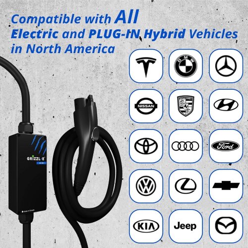 GRIZZL-E MINI CONNECT 1-2 PORTABLE INDOOR/OUTDOOR NEMA 14-50 PLUG UNIVERSAL ELECTRIC VEHICLE EV CHARGER - 40A MAX - 25FT - BLACK (MODEL: GRM-070-W-14-25DJ40-A-GB) image 3
