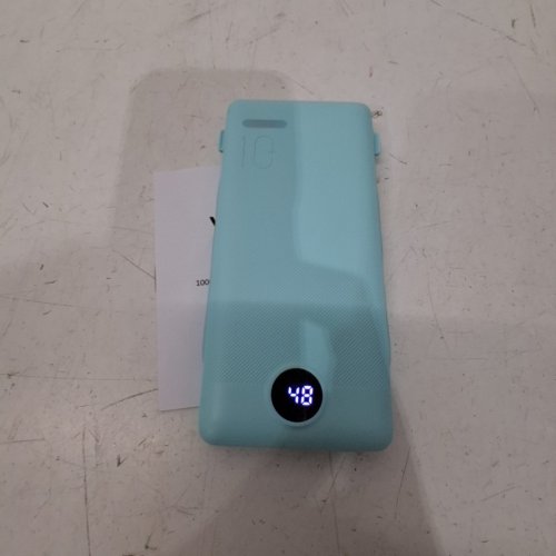 VRURC PORTABLE CHARGER WITH BUILT-IN CABLES AND AC WALL PLUG - 10000MAH POWER BANK - BLUE (MODEL: T01) image 3