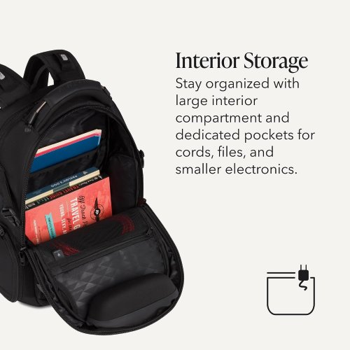SWISS GEAR TRAVEL TECH ELITE LAPTOP BACKPACK WITH USB PORT - 32LBS CAP - BLACK image 2